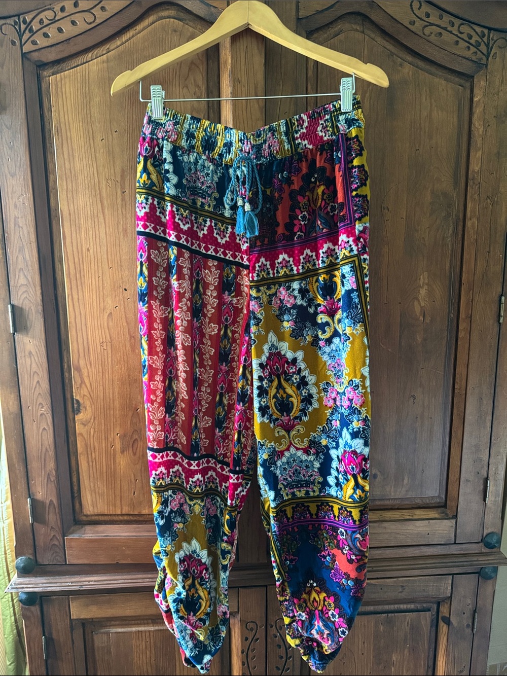 NWT BY ANTHROPOLOGIE MULTI COLOR BOHO PRINT HAREM PANTS SIZE S